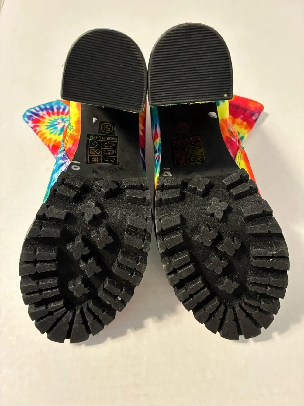 Mata Tie Dye Open Toe Chunky Platform Heel Ankle Boots New Women’s size 5.5